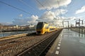 Train arriving in Amsterdam Netherlands