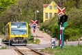 Train arriving at Brede Station, Denmark Royalty Free Stock Photo