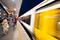 Train arriving at the London Bridge train station Royalty Free Stock Photo