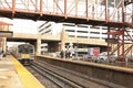 Train, arriving at a Long Island Train Station Royalty Free Stock Photo