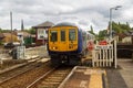 Train arriving at Parbold railway station in West Lancashire