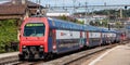 Train arriving to the Winterthur main railway station Royalty Free Stock Photo