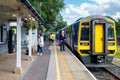 Train arriving at the Windermere train station on the Lake District