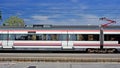 Speed train railway station transport rail locomotive vehicle railroad platform passenger modern wagon urban electric travel Spain Royalty Free Stock Photo