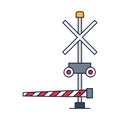 Train barrier icon, cartoon style. Train barrier icon in cartoon style isolated on white background. Fence symbol