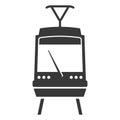 Train black icon, electric subway platform symbol