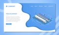 Train blueprint concept for website template or landing homepage with isometric style