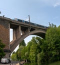 Train bridge above the river Royalty Free Stock Photo