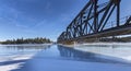 Train Bridge at Exshaw Reflection Royalty Free Stock Photo