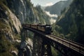 Train bridge mountains. Generate Ai Royalty Free Stock Photo
