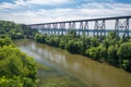 Train bridge over a river in Canada Royalty Free Stock Photo