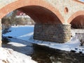 Train bridge and river, Lithuania Royalty Free Stock Photo