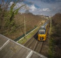 Train from bridge in spring sunny day in Bergen op Zoom Netherlands 03 04 2024