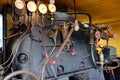 Train cab of steam trains