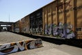 Train car with graffiti in Portland, Oregon