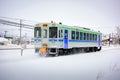 Train car passing through Asahikawa, Hokkaido, Japan