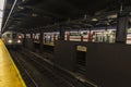 Train car in a subway station in New York City, USA Royalty Free Stock Photo