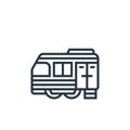 train cargo vector icon isolated on white background. Outline, thin line train cargo icon for website design and mobile, app Royalty Free Stock Photo