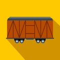 Train cargo wagon flat icon