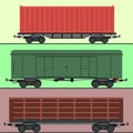 Train carriages car railway without striping travel railroad passenger locomotive vector wagon transport. Royalty Free Stock Photo