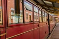 Close up of traditional steam train passenger carriage Royalty Free Stock Photo