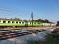 Train cars parking on railroad track Royalty Free Stock Photo