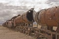 Train cemetery, abandoned trains, Salar de Uyuni, Bolivia, South America