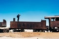 Train cemetery in Uyuni desert in Bolivia. tur