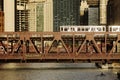 Chicago train over iron bridge Royalty Free Stock Photo