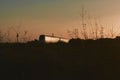 Train circulating during sunset in the province of Alicante in Spain