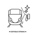 Train cleaning icon. Public transport disinfection simple vector illustration
