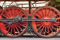 Train close up. Wheels of the train. Old train Royalty Free Stock Photo