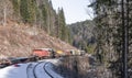 Train. Rusty. Composition. Mountains. Snow. Winter. Forest Royalty Free Stock Photo