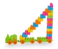 Train of colorful childrens building bricks with staircase
