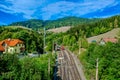 a train is coming into the breitenstein am semmering train station which is part of the famous semmeringbahn in austria