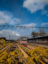 Train commuter line on station