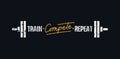 Train compete repeat banner or card