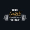 Train compete repeat print with barbell