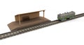 Train Countryside station 3D illustration