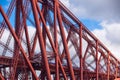 Train crosses the Forth Railway Bridge in Edinburgh, Scotland