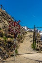Train crossing on the Bernina Pass in the Swiss Alps - 1 Royalty Free Stock Photo