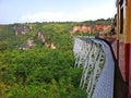 A train crossing the Gokteik viaduct, the world& x27;s largest train bridge located in Myanmar. Royalty Free Stock Photo