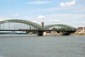 Train crossing the Hohenzollernbruecke, Cologne Royalty Free Stock Photo