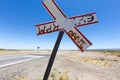 Train crossing sign in Argentina