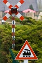 Train crossing traffic sign