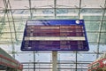Train Departure Board at the High Speed Train Terminal at Frankfurt Airport in Germany. Royalty Free Stock Photo