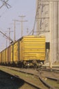 A train depot and grain silo