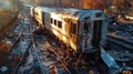 Train destroyed by fire after crash