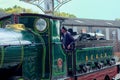 Steam train & driver. Blue Bell Railway Line, Sussex, UK