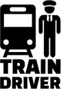 Train driver icon with job title Royalty Free Stock Photo